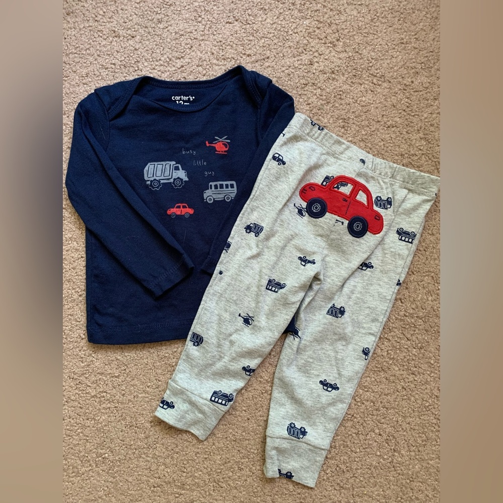 Carter's Navy and Gray Set with Red Vehicle Design